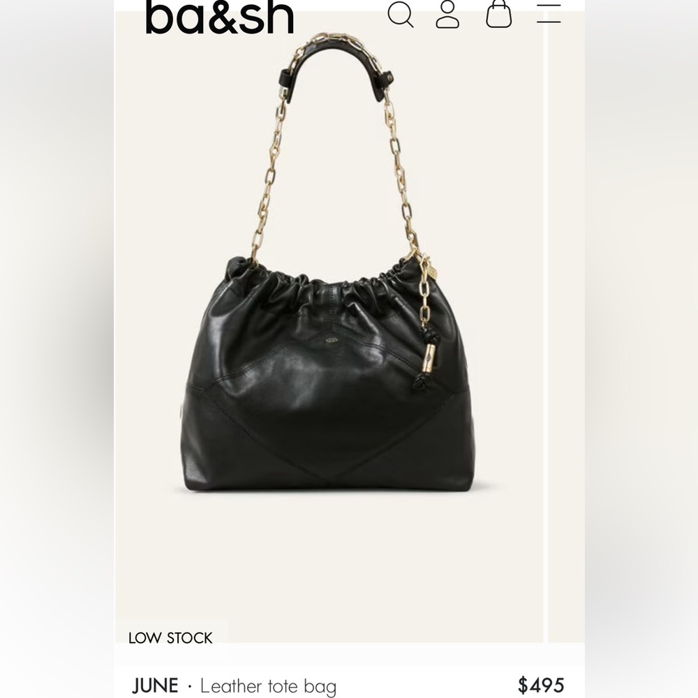 ba&sh Black Shoulder Bag with Gold Chain